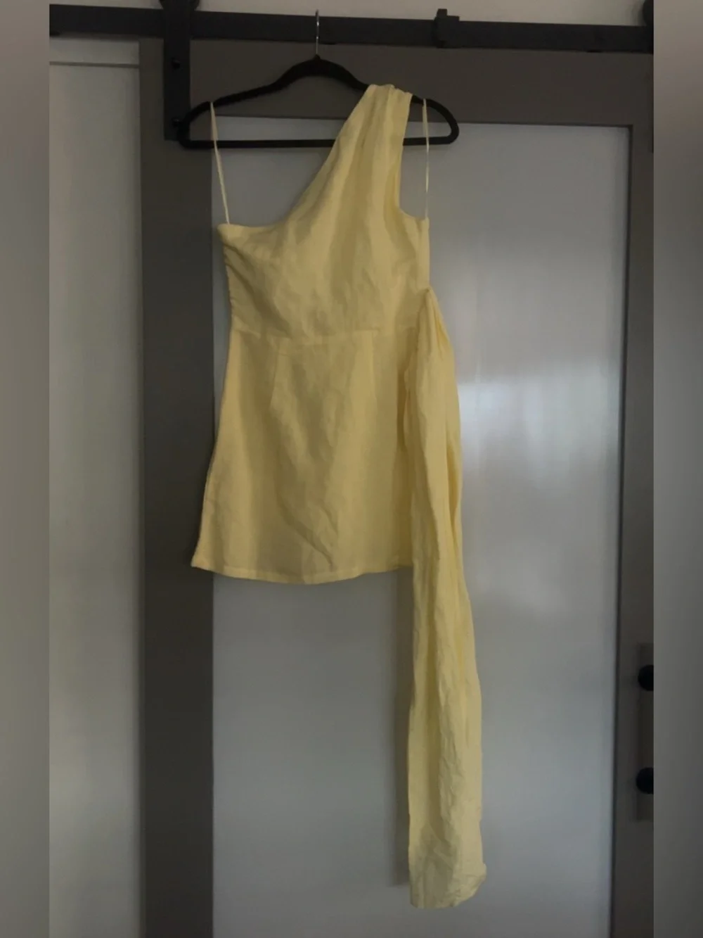 NEW FRENCH CONNECTION birdie linen tie dress in butter - Picture 8 of 10